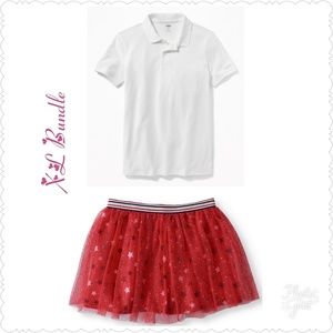 Ruffle Skirt & Old Navy Polo XL